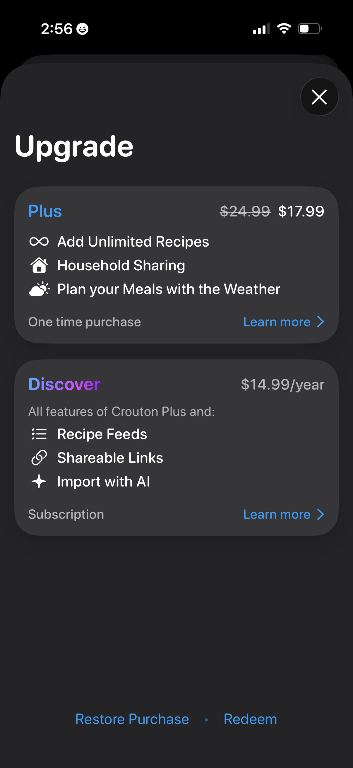 crouton paywall screenshot